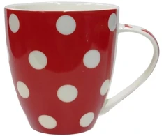Lumarko Asi Collection puodelis „Taškeliai“ 513 ml, raudonas su baltais taškeliais