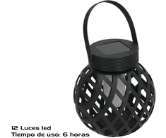 Garden4You Laterna su saulės baterijomis, 12 LED, juoda, 11.00 x 11.00 x 22.00 GARDEN ENJOY