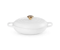Ketaus puodas Le Creuset Gourmet su dangčiu, negilus, 3,5 l, 30 cm, baltas