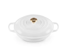 Ketaus puodas Le Creuset Gourmet su dangčiu, negilus, 3,5 l, 30 cm, baltas