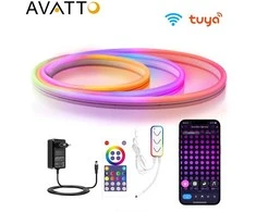 LED lentes NEON FLEX komplekts RGB digitalais SPI 5 metri ar Wi-Fi TUYA kontrolieri