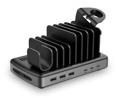 USB Įkrovimo Stotis - LINDY 160W 6 Prievadų Išmanusis Įkroviklis 3A USBType A ir C