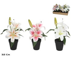 Dirbtinė orchidėja vazone x3 – 32 cm, 22x22x32 cm, LITO