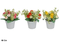 Dirbtinis ranunkulas (mix) vazone 16 cm, 18x20x16 cm, LITO