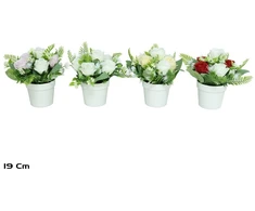Dirbtinis rožės pumpuras vazone 19 cm, 15x15x19 cm, LITO