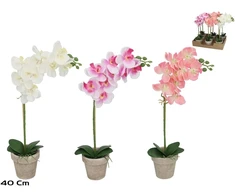 Dirbtinė orchidėja vazone 40 cm, 3 dizainai, 9x25x40 cm, LITO