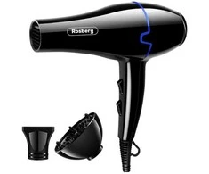 Plaukų džiovintuvas su difuzoriumi Rosberg R51100KD, 2000W, juodas/mėlynas