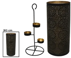 Garden4You Juoda žvakinė lempa su pagrindu Manju 13.00 x 13.00 x 30.00 GARDEN ENJOY