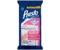Drėgnos servėtėlės paviršiams Presto Clean and Go 72 vnt.