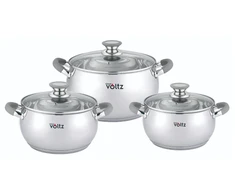 Oliver Voltz Katlu komplekts Voltz OV51210N6B 18/20/22 cm = 2 5/3 5/4 6 l pelēki rokturi nerūsējošais tērauds 551210N6BG (3800237046676)