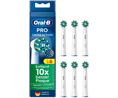 Oral-B Pro Cross Action Replaceable Toothbrush Heads, 6-pack, Baltas