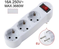 Dėklas CP EU3 Perfect Travel Slim 180 grādu Euro Strāvas Kontaktligzdas paplašinātājs uz 3x spraudni 250V 16A Melns