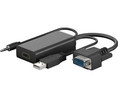 Keitiklis VGA – HDMI (reikalingas papildomas maitinimas per USB) GOOBAY