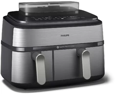 Naujiena Dviejų krepšelių gruzdintuvė su garų funkcija  Philips 5000 Series NA555/00, Sidabrinė