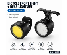 Piederums velosipēdiem iLike 2PCS Bicycle Front &amp; Rear Light Set – USB Rechargeable LED Bike Lights for Mountain &amp; Road Bikes Electric Bik CB-18163 ()