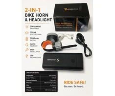 Piederums velosipēdiem iLike JOHORSE Bike Headlight &amp; Electric Horn – 300 Lumens 120dB USB Rechargeable CB-1807101 ()