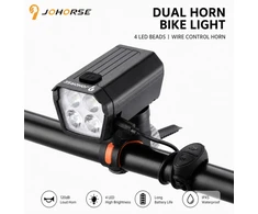 iLike Akcesorium rowerowe JOHORSE USB Rechargeable Bike Headlight with 120dB Electric Horn 300LM 4 LED Bicycle Front Light 7 Lighting (CCB-18168)