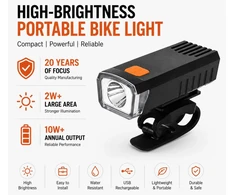 Piederums velosipēdiem iLike USB Rechargeable Bike Front Light JH420 High Brightness LED Bicycle Headlight IP65 Atsparus vandeniui Cycling Light JH420 ()