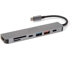 Platinet 7in1 USB-C šakotuvas (PMH9997B) (1xHDMI 4K; 1xUSB-C; 2xUSB 3.2; SD MicroSD)