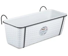 Lumarko Stefanplast gėlių dėžutė balkonams su metaliniu laikikliu Natural 50x18x16cm baltas