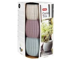 Rinkinys doniczek KETER Cozies Trio 230393 (151mm x 107mm x 151 mm; spalva violetinė)
