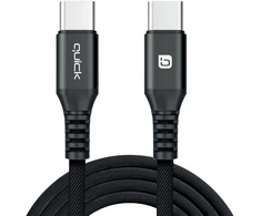 USB kabelis Quick USB-C - USB-C 1,5 m juodas (4752168141267)
