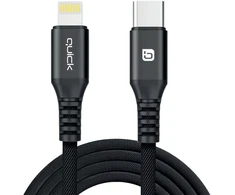 USB kabelis Quick USB-C - Lightning 1,5 m juodas (4752168141229)