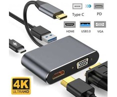 Riff Adapteris USB Converter USB-C to HUB PD + HDMI + VGA + USB 3.0 (RF-4IN1-CONV)