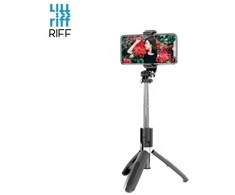 Riff L02 Universāla bezvadu selfi - nūja (pagar. līdz 100cm) ar statīvu / slēdža pogu Melna