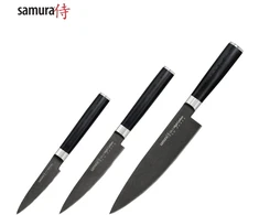 Samura MO-V Stonewash 3x nažu komplekts (Šefa Universāls Dārzeņu) no AUS 8 Japāņu tērauda 58 HRC