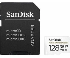 Atminties kortelė SanDisk High Endurance Micro SDXC 128GB V30 + Adapteris Memory Card