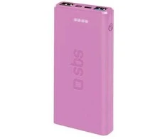 SBS išorinė baterija 10.000 mAh, 2 USB 2.1A, rožinė
