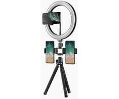 Selfie stick Elight nūja O1 Flexi tripod stand 30cm + 10'' LED Ring with cable remote &amp; Phone / 3/4 screw fix Juodas