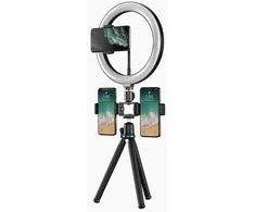 Selfie stick Elight nūja O1 Flexi tripod stand 30cm + 10'' LED Ring with cable remote &amp; Phone / 3/4 screw fix Juodas
