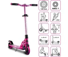 Paspirtukas SixDegrees Six Degrees Aliuminio Scooter paspirtukas 145 mm rožinė AU 584