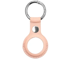 Smart tag aksesuārs iLike AirTag PU Leather Key Ring Keychain Case Rožinė