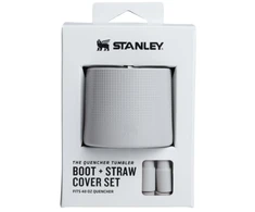 Stanley 2 apsauginių dangtelių ir šiaudelių rinkinys termoso puodeliams 1,18 l „The Quencher Boot“ + šiaudelio formos dangtelis, šviesiai pilkas