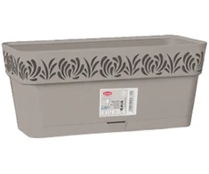 Stefanplast gėlių dėžutė su padėklu Gaia 30x13x12cm šviesiai pilka