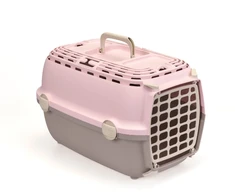 Stefanplast Transportesanas buris Horizon 1 ar plastmasas durvim 48x32x30cm roza/peleks
