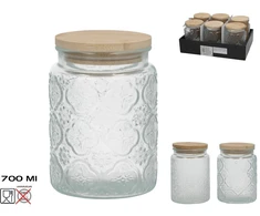 Lumarko Słoik stiklinis su dangteliu bambusową 700 ml 9.50 x 9.50 x 14.00 KITCHEN&amp;GO