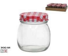 Epson Słoik stiklinis su dangteliu w kratkę 300 ml raudona 8x8x9 cm KITCHEN&amp;GO