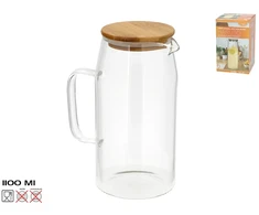 Lumarko Stiklinis ąsotis su dangteliu bambukiniu 1,1 l 10,00 x 16,00 x 19,00 KITCHEN&amp;GO