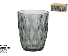 Stikliniai puodeliai (6 vnt.) 280 ml, pilki, 10 x 8 x 8 cm, KITCHEN&amp;GO
