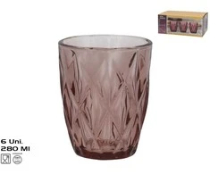 Stikliniai puodeliai (6 vnt.) 280 ml, rožiniai, 10 x 8 x 8 cm, KITCHEN&amp;GO