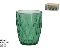 Stikliniai puodeliai (6 vnt.) 280 ml, žali, 10 x 8 x 8 cm, KITCHEN&amp;GO