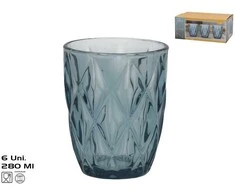 Stikliniai puodeliai (6 vnt.) 280 ml, mėlyni, 10 x 8 x 8 cm, KITCHEN&amp;GO