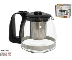 Stiklinis arbatinukas su filtru 700 ml, žolelių arbatai, 11 × 12,5 × 16 cm, KITCHEN&amp;GO