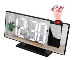 Strado Elektroninis Laikrodis LED cyfrowy su projektorem budzik termometr lustro 4w1 juoda