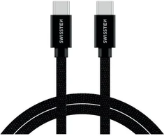 Swissten Textile Universāls Quick Charge 3.1 USB-C uz USB-C Datu un Uzlādes Kabelis 2m Melns