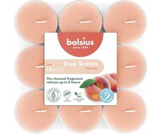 Bolsius arbatinės žvakutės su aromatu. 18 vnt. „True Scents“ persikų skonio